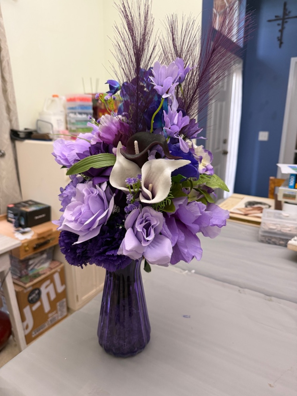 Elegant Purple Artificial Flower Arrangement - Picture 2 of 6